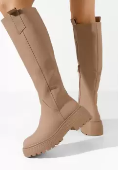 Cizme dama fara toc Larailia kaki imagine