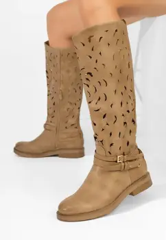 Cizme fara toc Shellie kaki imagine