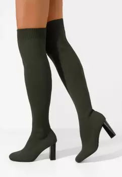 Cizme lungi cu toc gros Megia verzi imagine