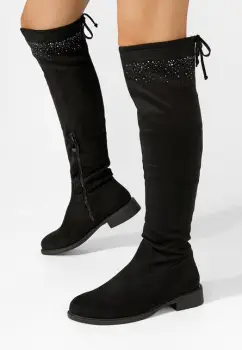 Cizme lungi cu toc mic Maile negre imagine