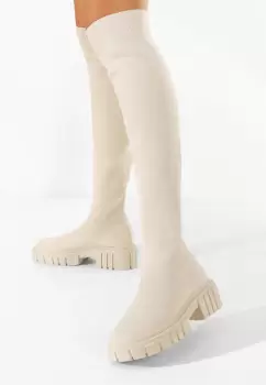Cizme lungi dama Raena bej imagine