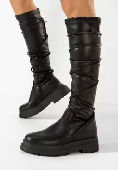 Cizme lungi fara toc Cazorla negre imagine