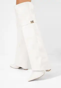 Cizme lungi peste genunchi Crisia albe imagine