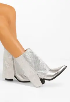 Cizme scurte dama Zafira argintii imagine