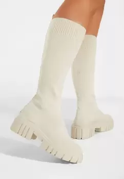 Cizme tip soseta bej Branca imagine