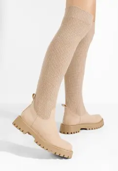 Cizme tip soseta Zorina V2 bej imagine