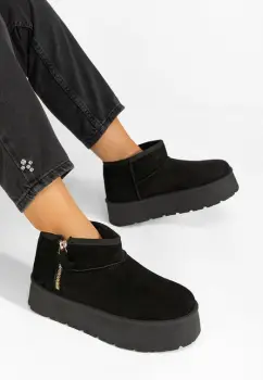 Cizme tip ugg Candiara negre imagine