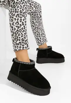 Cizme tip ugg cu platforma Andree negre imagine