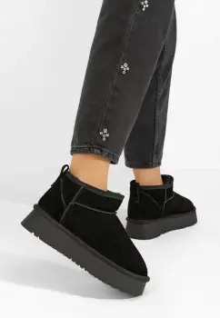 Cizme tip ugg cu platforma Cortney negre imagine