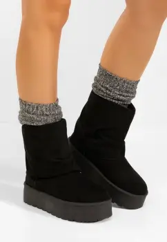 Cizme tip ugg cu platforma Janesia negre imagine