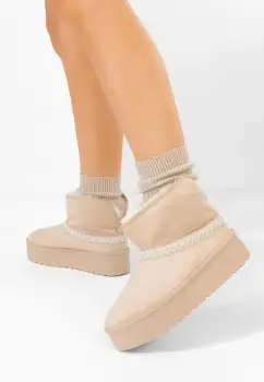 Cizme tip ugg cu platforma Orelis bej imagine