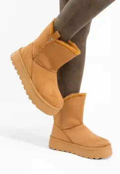 Cizme tip ugg cu platforma Reika camel imagine