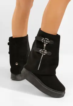 Cizme tip ugg cu platforma Trizz negre imagine