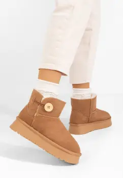Cizme tip ugg cu platforma Velsia camel imagine