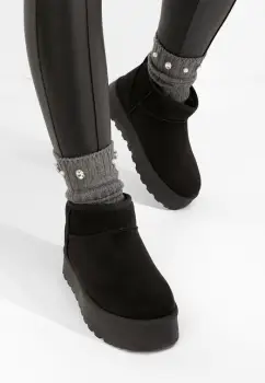 Cizme tip ugg cu platforma Zenaria negre imagine