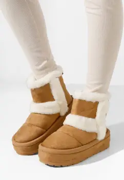 Cizme tip ugg Tarra camel imagine