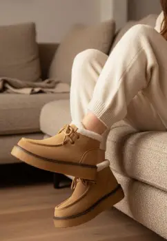 Ghete cu platforma Novira camel imagine