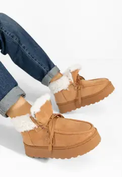 Ghete cu platforma Pearly camel imagine