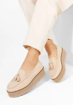 Mocasini cu platforma Leondra bej imagine