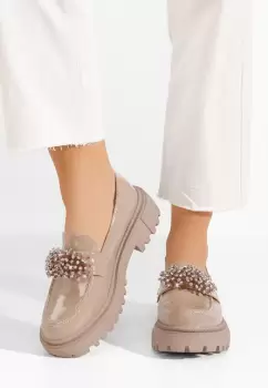 Mocasini cu talpa groasa Ibelle bej imagine
