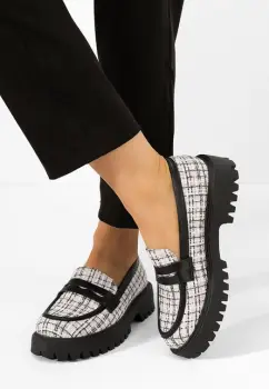 Mocasini cu talpa groasa Nety albi imagine