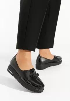 Mocasini cu talpa groasa Raida V2 negri imagine