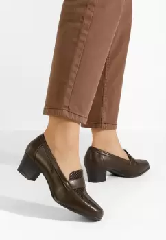 Mocasini cu toc Elidera kaki imagine