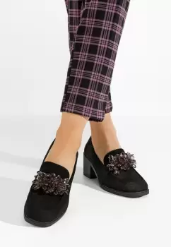 Mocasini cu toc Ermela negri imagine