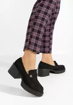 Mocasini cu toc Kerena negri imagine