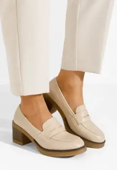 Mocasini cu toc Pheona bej imagine