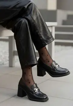 Mocasini cu toc Sonarida negri imagine