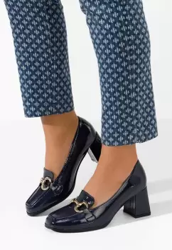 Mocasini cu toc Velosa negri imagine