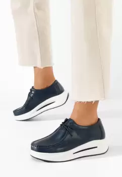 Mocasini dama piele Albeida V2 navy imagine
