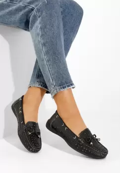 Mocasini dama piele Salara negri imagine
