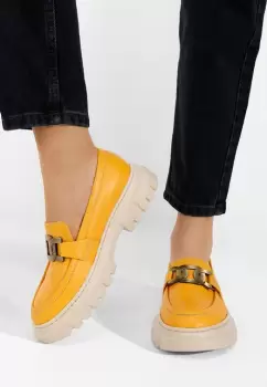 Mocasini piele naturala Haza V2 galbeni imagine