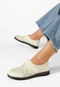 Pantofi casual dama piele Caronia bej imagine