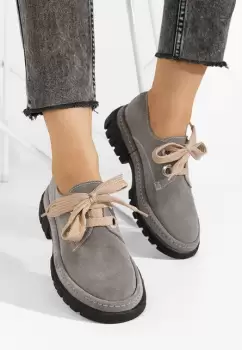 Pantofi casual dama piele Dasha gri imagine