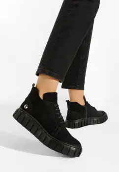 Pantofi casual dama piele negri Argina imagine