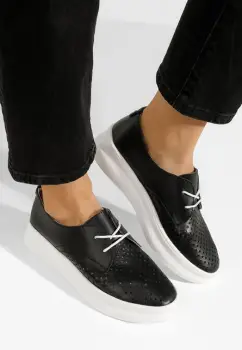 Pantofi casual dama piele Seirra negri imagine