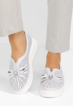 Pantofi casual dama Robertta albi imagine