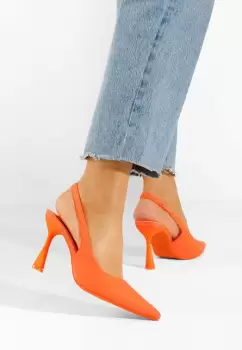 Pantofi cu toc Anabela portocalii imagine