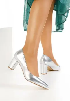 Pantofi cu toc argintii Danza imagine