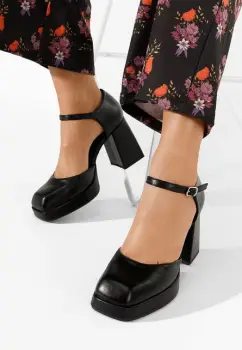 Pantofi cu toc gros Abile fucsia imagine