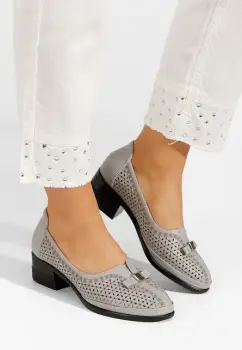 Pantofi cu toc gros Adaina gri imagine