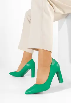 Pantofi cu toc gros Adina verzi imagine