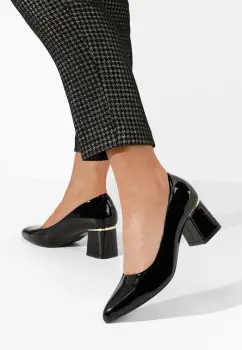 Pantofi cu toc gros Aretha negri imagine