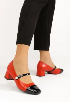 Pantofi cu toc gros Blety rosii imagine