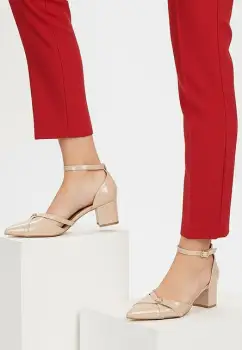 Pantofi cu toc gros Brinelora bej imagine