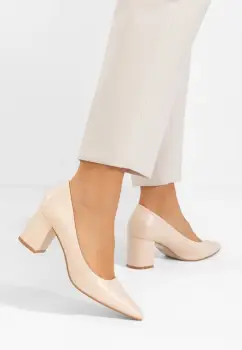 Pantofi cu toc gros Brivara bej imagine