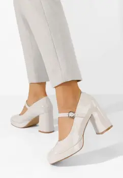 Pantofi cu toc gros Charlote V2 bej imagine